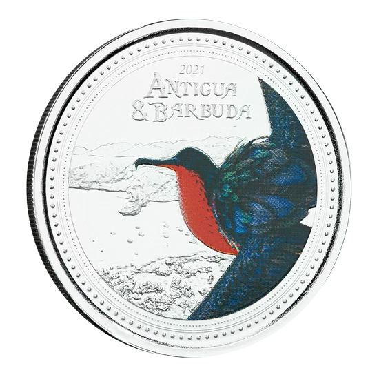 Antigua & Barbuda: Frigate great colored 1 oz Silver 2021