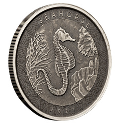 Samoa: Caballito de mar 1 oz Plata 2021 Moneda Antigua