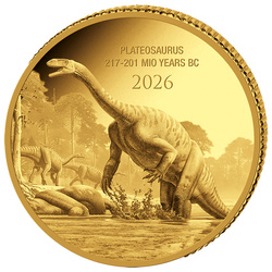 Monedă de aur Viața preistorică - Plateosaurus 0,5 g aur 2026