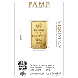 Lingote de oro PAMP Lady Fortuna Veriscan 20 g