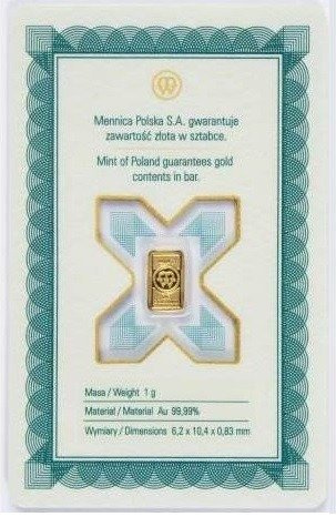 1 grammos aranyrudak Lengyel Pénzverde