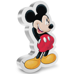 Niue: Disney - Topolino colorato 1 oncia d'argento 2021 Proof Moneta sagomata