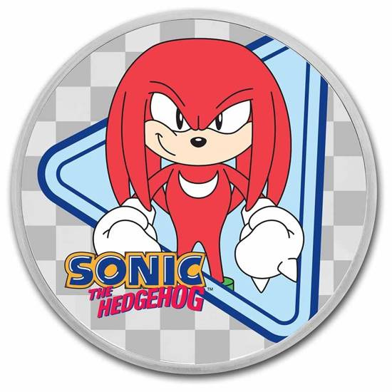 Niue: Sonic The Hedgehog - Knuckles colorato 1 oncia d'argento 2022 Slab