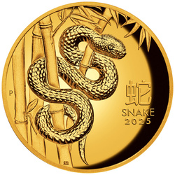 Perth Mint : Lunar III - Année du Serpent 1 once d'or 2025 Proof High Relief