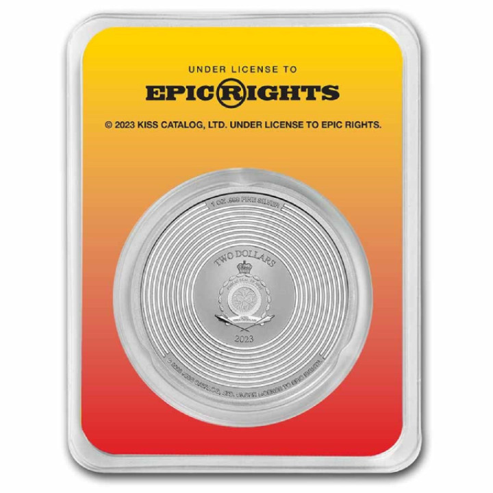 Niue: KISS 50th Anniversary coloured 1 oz Silber 2023 Slab