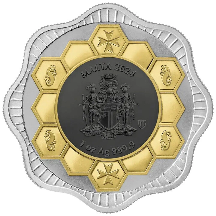 Malta: Maltese Bee pozłacana 1 uncja Srebra 2024