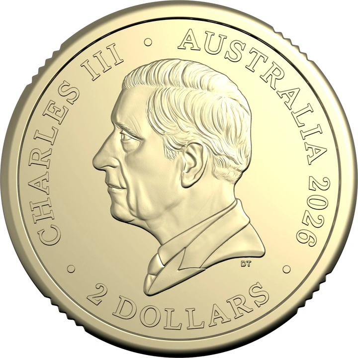 Monedă colorată din bronz aluminiu Dawn Service 2 $ 2026 marcaj de monetărie C