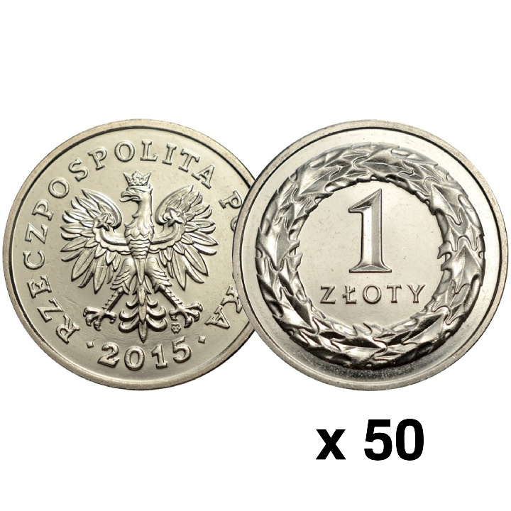 Banca Națională a Poloniei 1 zlot Rolă bancară 50 bucăți - Ani diferiți
