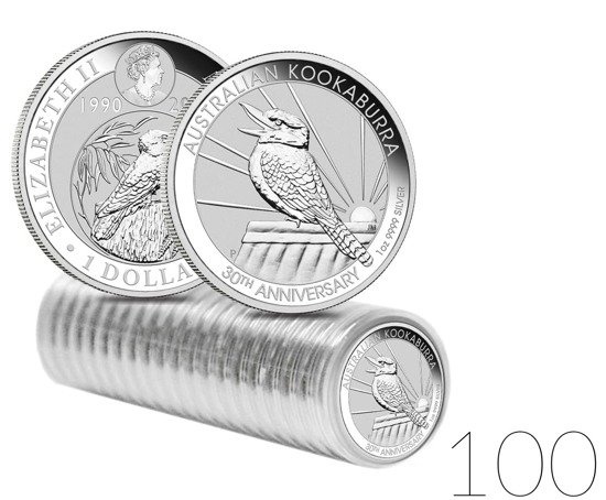 Kookaburra 1 uncja Srebra 2020 PAKIET 100 SZTUK
