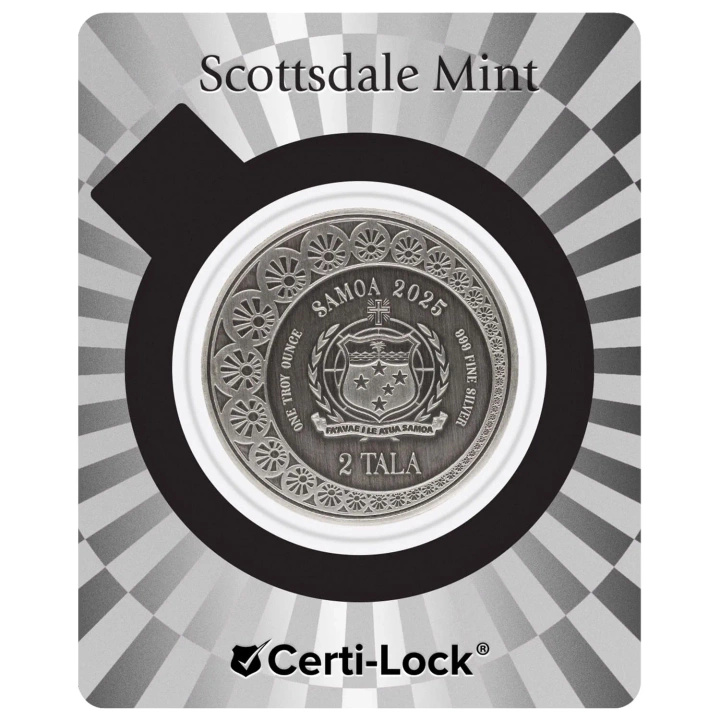 Samoa: Mermaid & Pearl Coloured 1 oz Silver 2025 Antiqued Coin