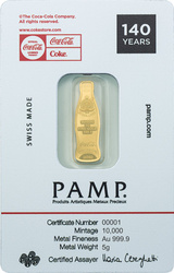 Pamp Coca Cola 140 Años barra 5 gramos oro 2026