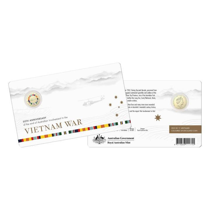 50th Anniversary of the End of Australia's Involvement in the Vietnam War kolorowany $2 Brąz Aluminiowy 2023 "C" Mintmark