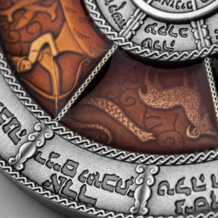 Niue: Hebrew Calendar coloured $2 Silber 2022 High Relief Antiqued Coin