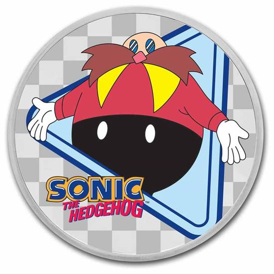 Niue: Sonic The Hedgehog - Dr. Eggman kolorowany 1 uncja Srebra 2022 Slab