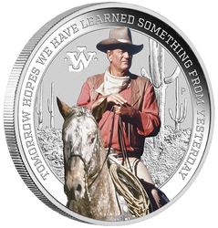 Tuvalu John Wayne color 1 oz Plata 2022