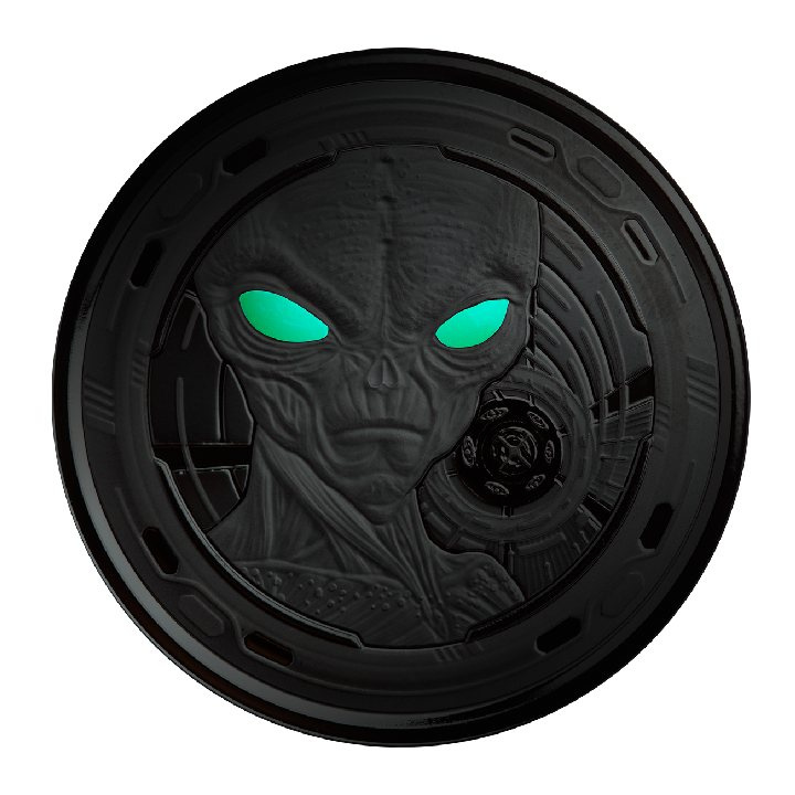 Ghana: Alien 1 oz Plata 2022 Prueba Rodio Negro