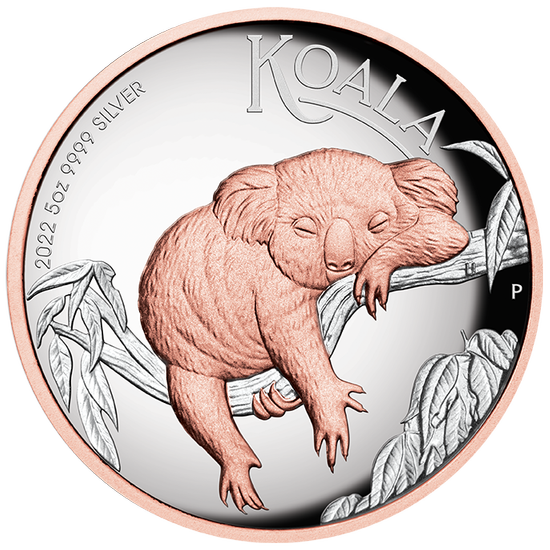 Australian Koala 5 oz Silver 2022 Proof High Relief Gilded Coin