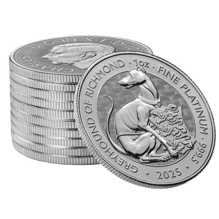The Royal Tudor Beasts: The Greyhound of Richmond 1 uncja Platyny 2025