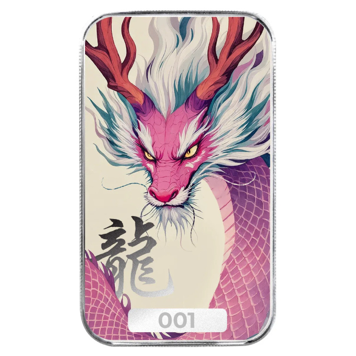 Sztabka Scottsdale Mint - Dragon "Huǒyàn" kolorowany 1 uncja Srebra 2025