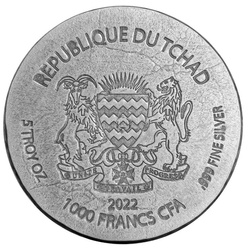 Tchad : Egyptian Relic - Kek Frog God 5 onces d'argent 2022 Pièce vieillie
