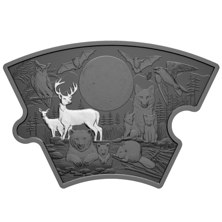 Set Canadá: Fases de la Luna 8 monedas de plata tipo rompecabezas 2025 Black Rhodium Reverse Proof