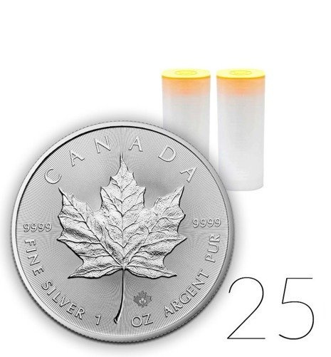 Hoja de arce canadiense 1 oz Plata 2019 PAQUETE DE 25 PAQUETES