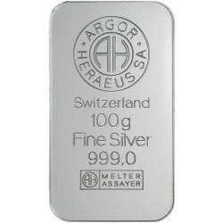 100 grammes Lingot d'argent Argor - Heraeus