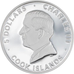 Cook Islands Line Art - Flamingo colorat 1 oz argint 2026 Proof