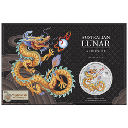 Perth Mint: Lunar III - Year of the Dragon "Golden Dragon" coloured 1 oz Silber 2024 (ANA Show Special)