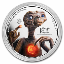 Niue: E.T. barevný – 40. výročí filmu 1 unce stříbra 2022 UV Glow Proof (kovové balení)