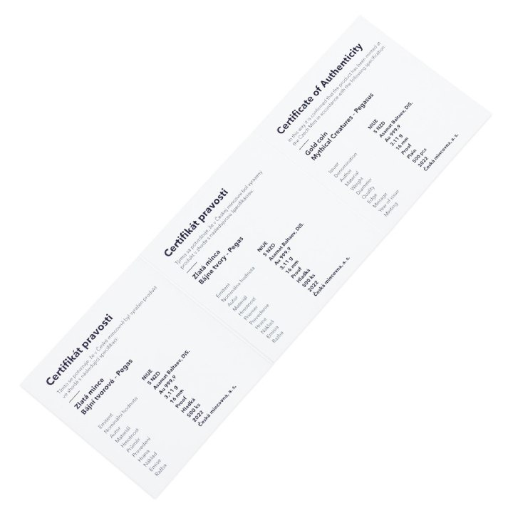 Niue: Mythical Creatures - Pegasus $5 Złoto 2022 Proof