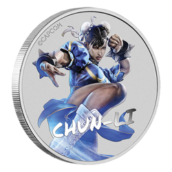 Tuvalu: Street Fighter - Chun Li barevná 1 unce stříbra 2022
