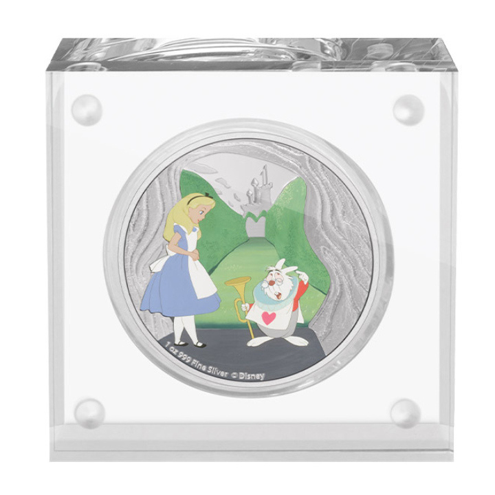 Niue: Disney Alicia en el País de las Maravillas - Conejo Blanco de color 1 oz Plata 2021 Proof