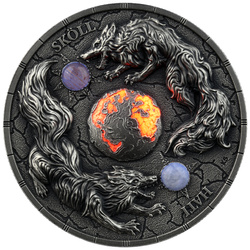 Ragnarök: Sköll & Hati 2 oz Silber 2024 Ultra High Relief Antiqued Coin