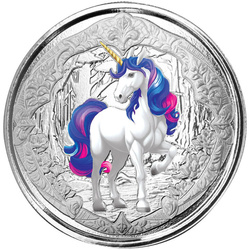 Fiji: Unicorn "Azurea" coloured 1 oz Silver 2024 Prooflike