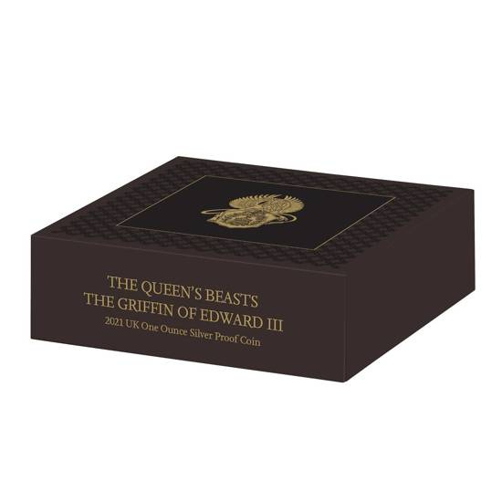 A királynő állatai: Edward III griffje 1 uncia ezüst 2021 Proof