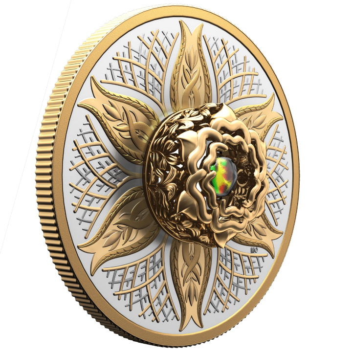 Canadá: Dancing Ammolite - Elements of Nature "Earth" Silver 2025 Gilded Proof Coin