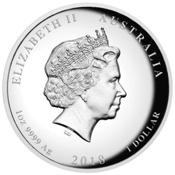 Lunar II: A kutya éve 1 uncia ezüst 2018 PROOF magas domborzatú