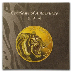 Korean Tiger 1/2 oz Gold 2017