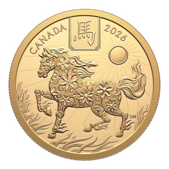 Canadá: Año Lunar del Caballo $100 Oro 2026 Proof