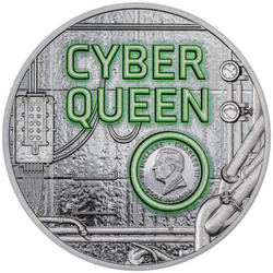 Îles Cook : Cyber Queen - Rebirth colorée 3 onces d'argent 2024 Black Proof Ultra High Relief