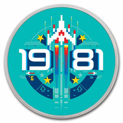 Niue : Galaga colorée - 40e anniversaire 1 once d'argent 2021