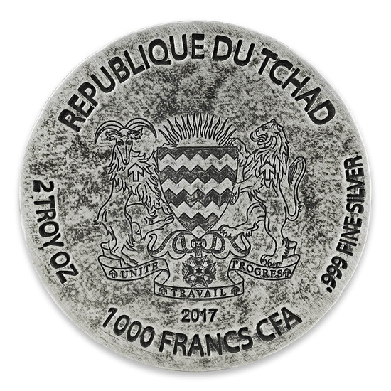 Republic of Chad: ERS Ramesses II: Afterlife 2 oz Silber 2017 Antiqued Coin