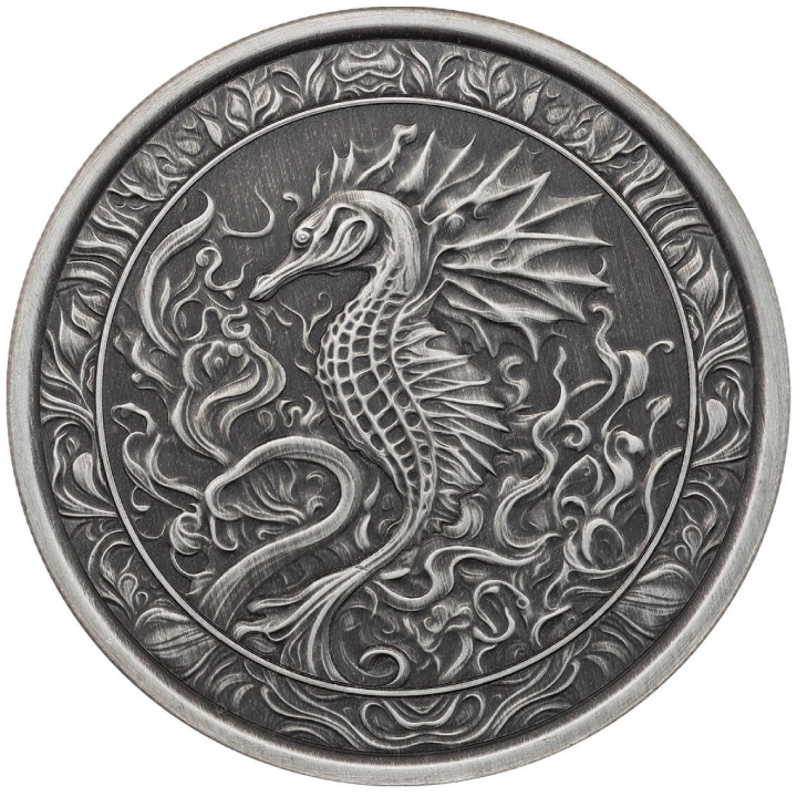 Samoa: Seahorse 1 oz Silber 2023 Antiqued Coin