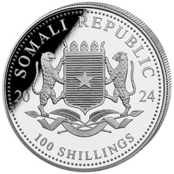 African Wildlife: Somalia Elephant "Day" coloured 1 oz Silber 2024