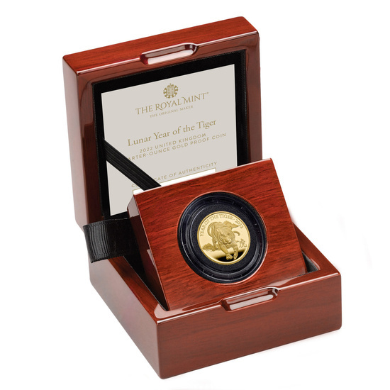 Lunar: Rok tygra 1/4 unce zlata 2022 Proof