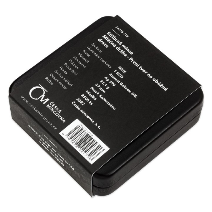 Niue: The Milky Way - The First Animal in Orbit kolorowany $1 Srebro 2022 Proof