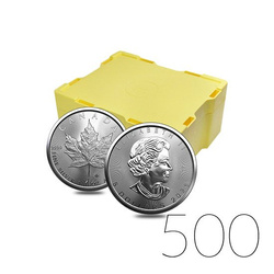 Kanadyjski Liść Klonowy 1 uncja Srebra 2021 PAKIET 500 SZTUK