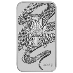 Moneda rectangular de plata Dragón 1 onza 2025