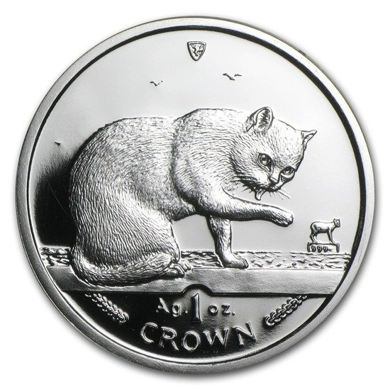 Isola di Man Serie gatti: Gatto britannico a pelo corto 1 oncia d'argento 1999 Proof